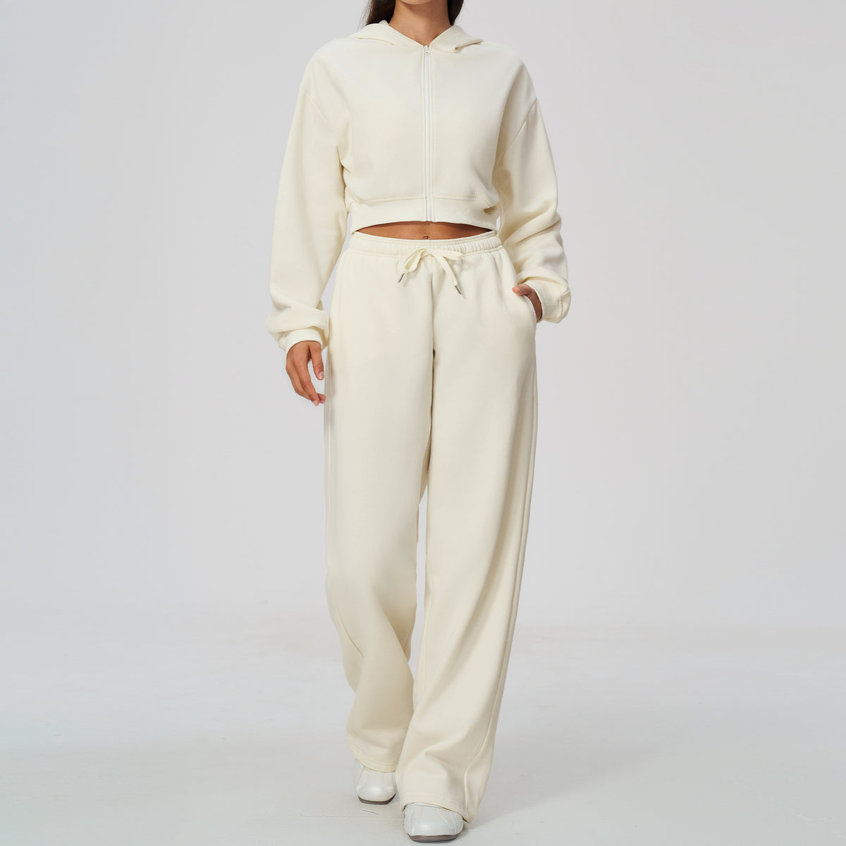 Women's Fleece Lined Zip Up Hoodie and Sweatpants Two Piece Set teemdrop