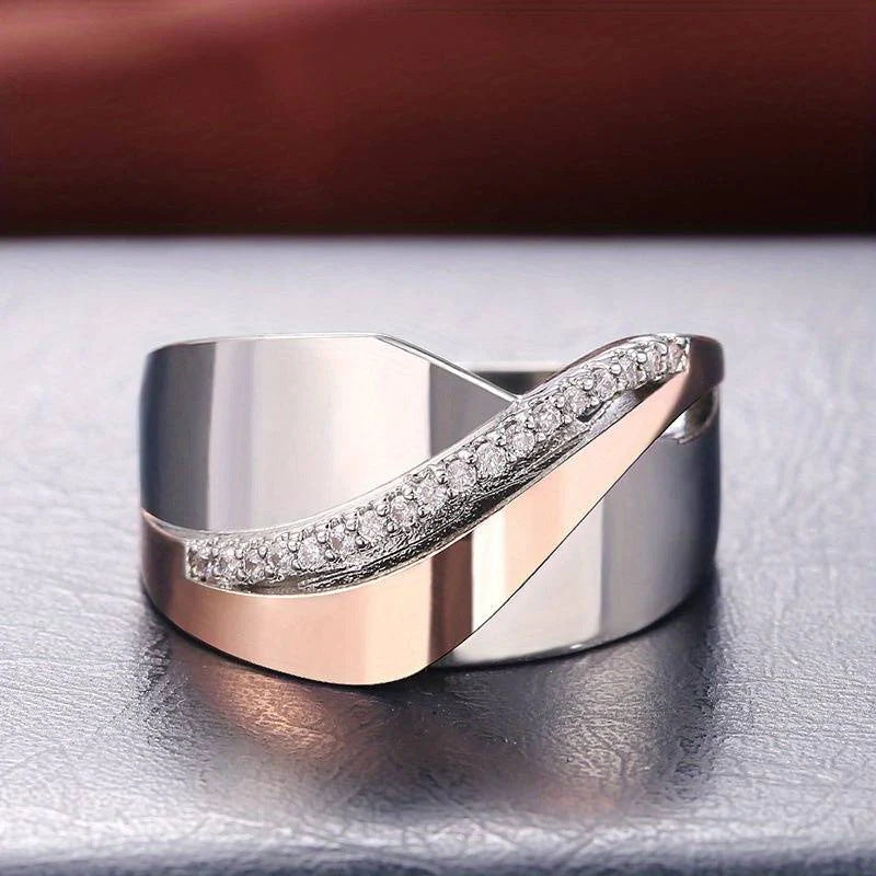 Creative Cross-Wrapped Zircon Ring