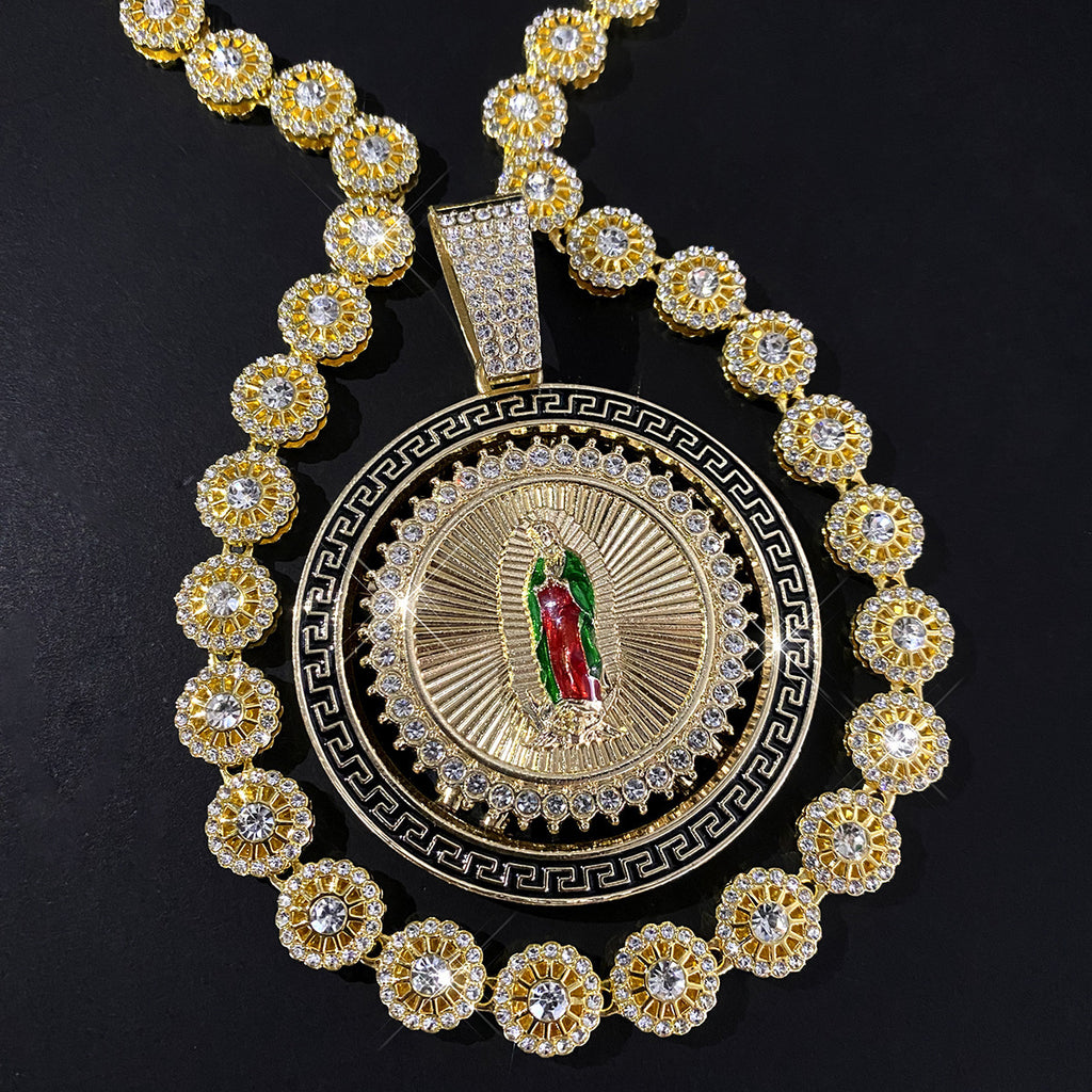 Rhinestone Pendant Necklace Hip-Hop Style