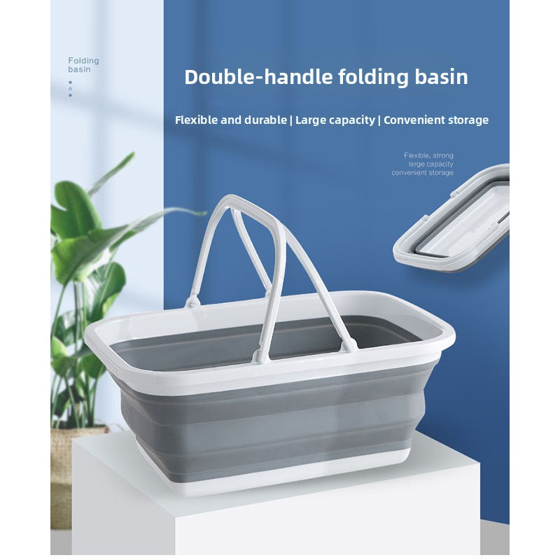 Foldable Plastic Bucket, Multipurpose Collapsible Square Storage Basin teemdrop