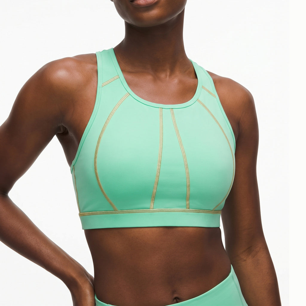 Women's shock-absorbing color-striped sports bra teemdrop
