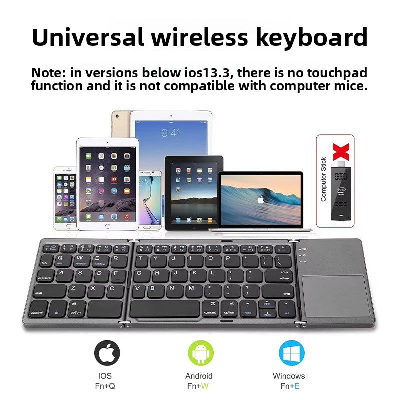 Three-Fold Ultra-Thin Wireless Bluetooth Keyboard
