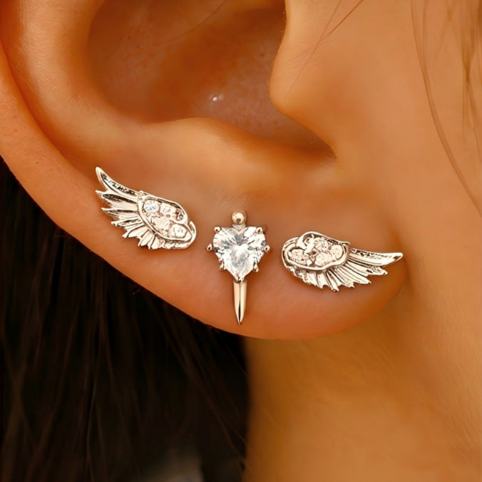 Angel Wing Design Zircon Cartilage Ear Studs