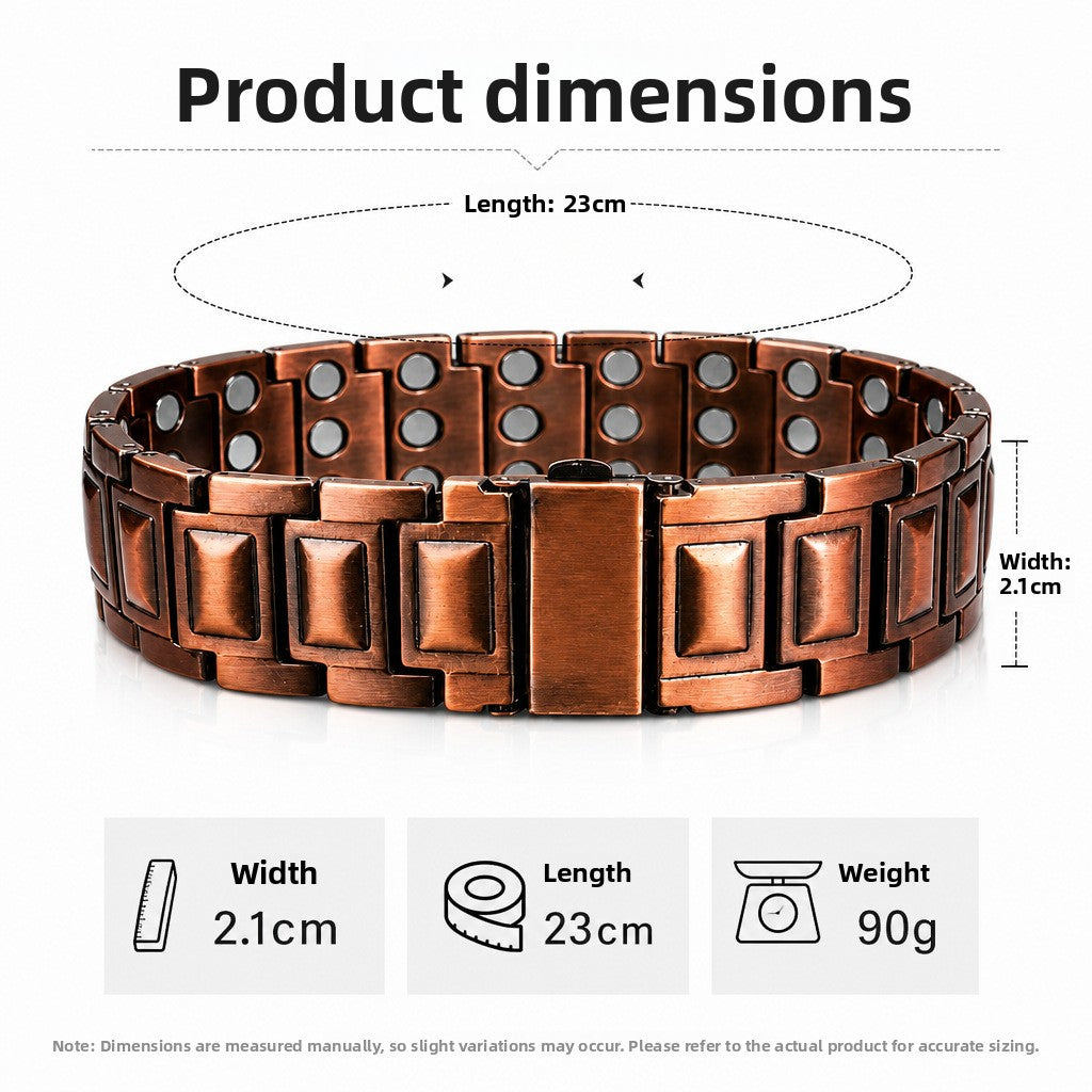 Copper three-row magnet bracelet electroplated brushed folding buckle