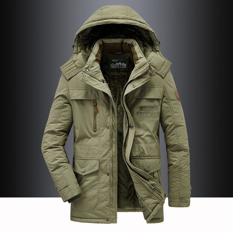 Men's Vintage Washed Fleece-Lined Thickened Cotton Casual Jacket teemdrop