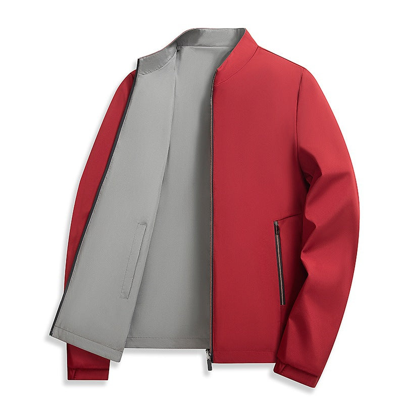 Men's Stand Collar Business Casual Polyester Loose Fit Jacket teemdrop