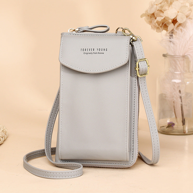 Women PU Leather Vertical Crossbody Bag Zipper Wallet Phone Bag teemdrop