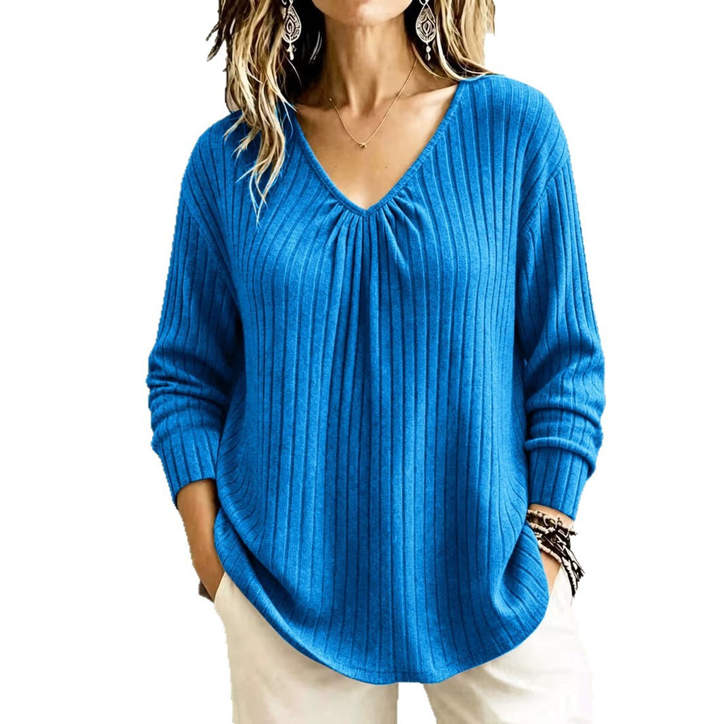 Long-sleeved pullover knit sweater teemdrop