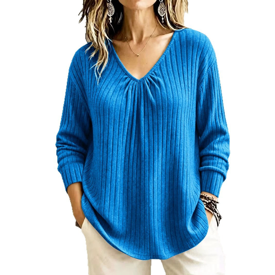 Long-sleeved pullover knit sweater teemdrop
