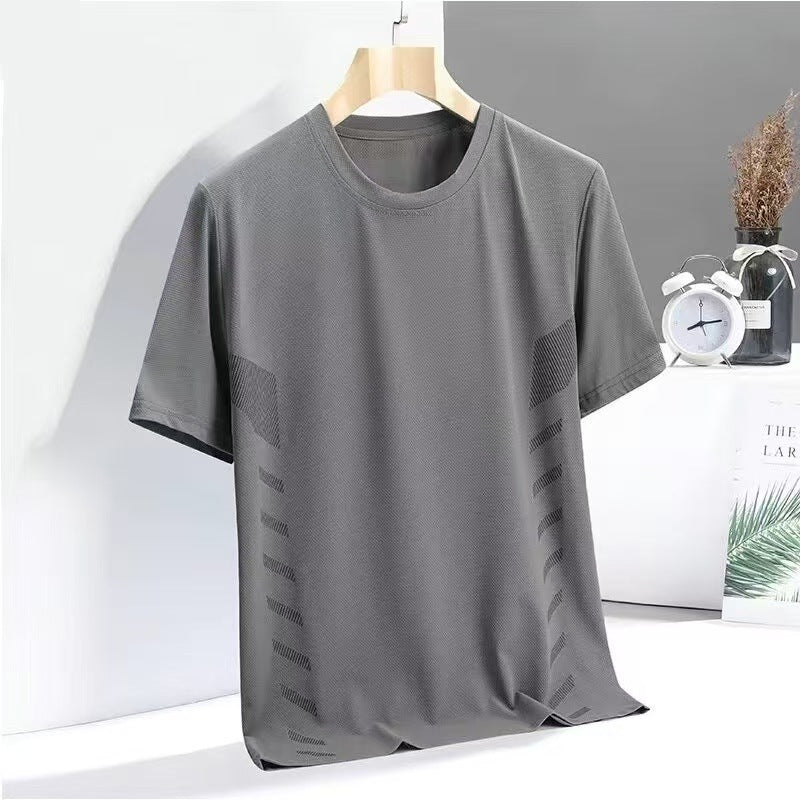 Men's Ice Silk Short Sleeve T-Shirt Quick Dry Breathable Loose Fit Summer Top teemdrop