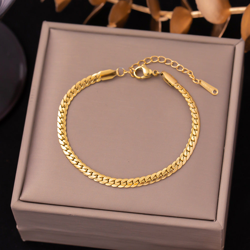 Women's Titanium Steel Inlaid Charm Bracelet Versatile Fashion Jewelry teemdrop