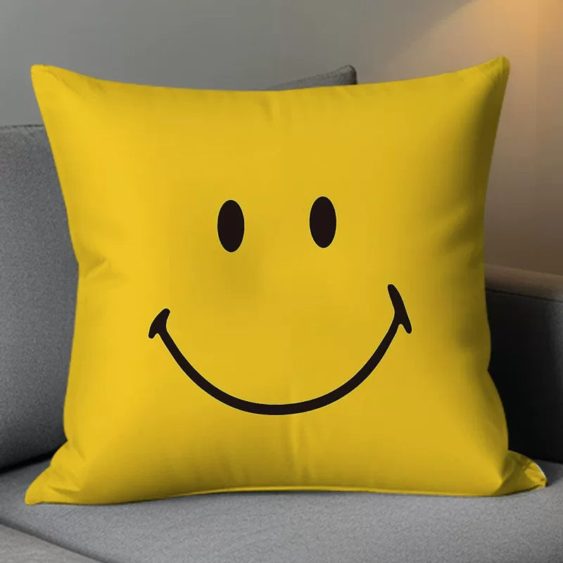 Cute Smiling Face Double-Sided Plush Throw Pillow Cover with Insert teemdrop
