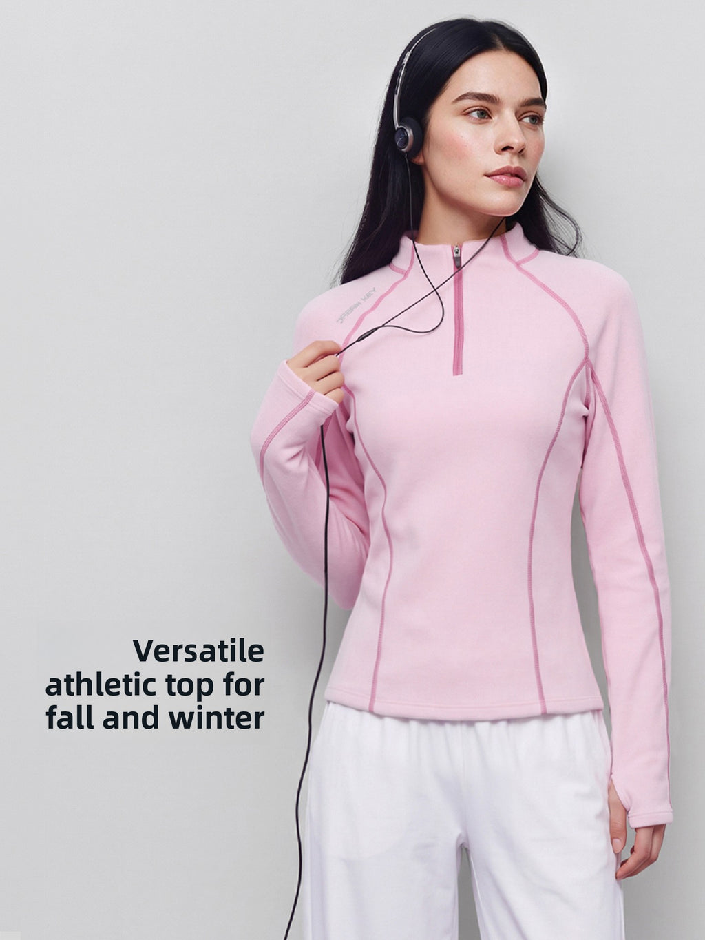 Women's Half-Zip Slim Fit Long Sleeve Yoga Top teemdrop
