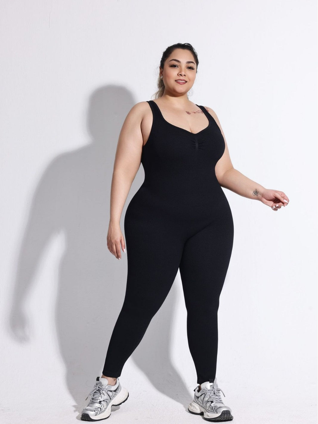 Plus Size Backless Thick Ribbed Jumpsuit for Women