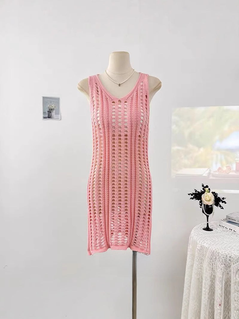 Knitted Hollow Vest Dress