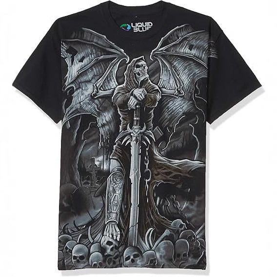 Men's Punk Skull Print Short Sleeve Loose T-Shirt teemdrop