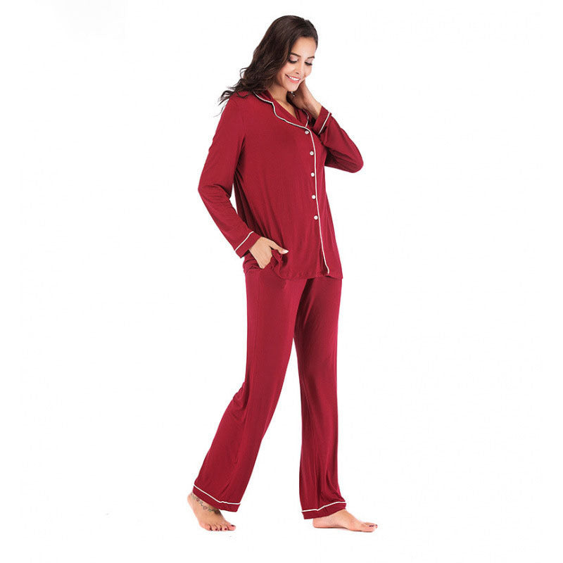 Women's cardigan long-sleeved long pants set pajamas teemdrop