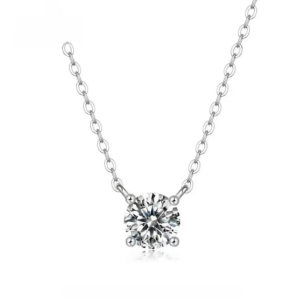 316L Titanium Steel Four-Prong Zircon Pendant Necklace Women's Non-Fading Clavicle Chain Jewelry teemdrop