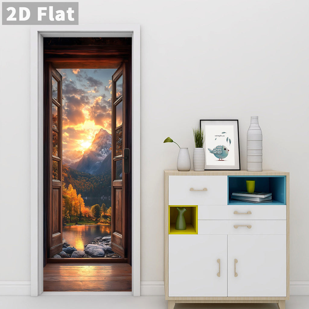 Creative Wooden Door Refurbished Door Stickers Wall Stickers teemdrop