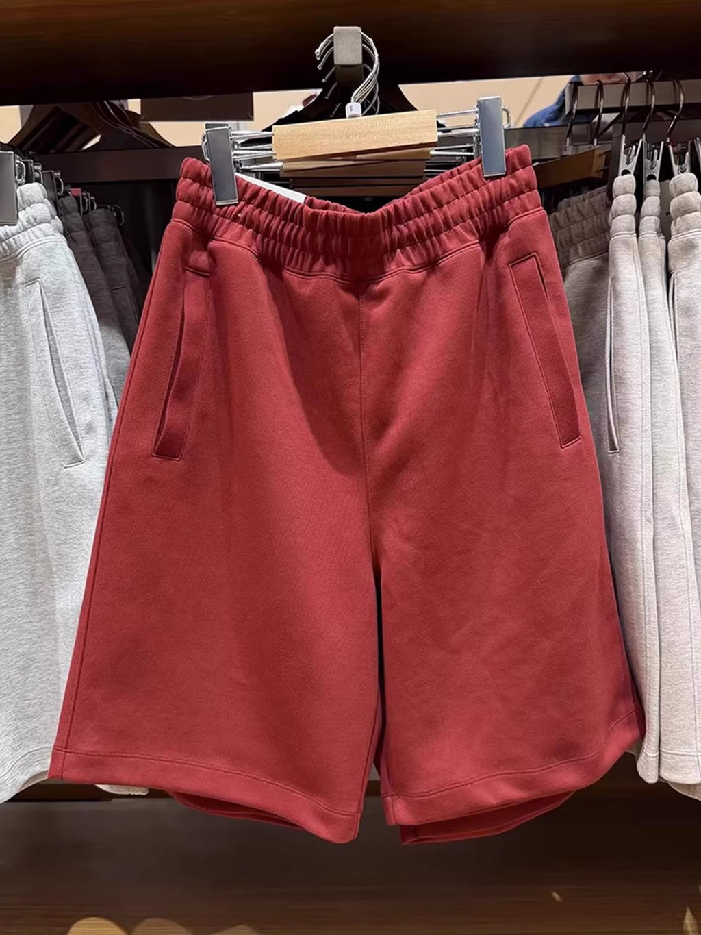 Men Women High Waist Elastic Waistband Cotton Blend Loose Fit Casual Sports Shorts teemdrop