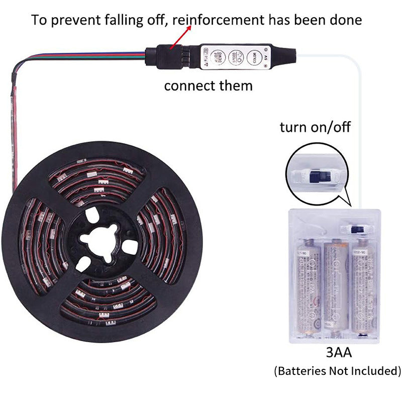 Battery Powered RGB LED Strip Light Kit