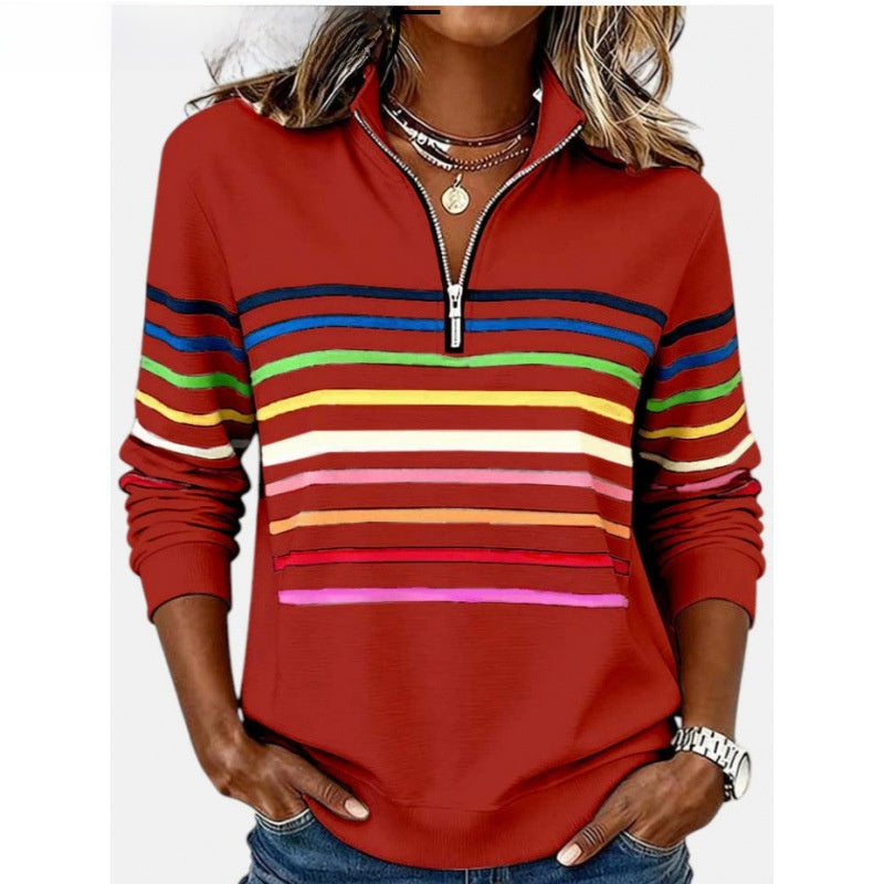 Fall/Winter Half-Zip Printed Sweatshirt teemdrop