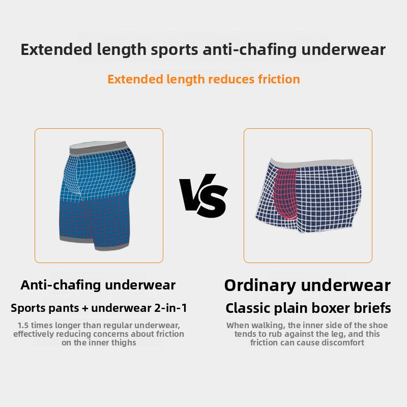 Men Mesh Underwear Sports Extended AntiWear Boxer Briefs Breathable QuickDry