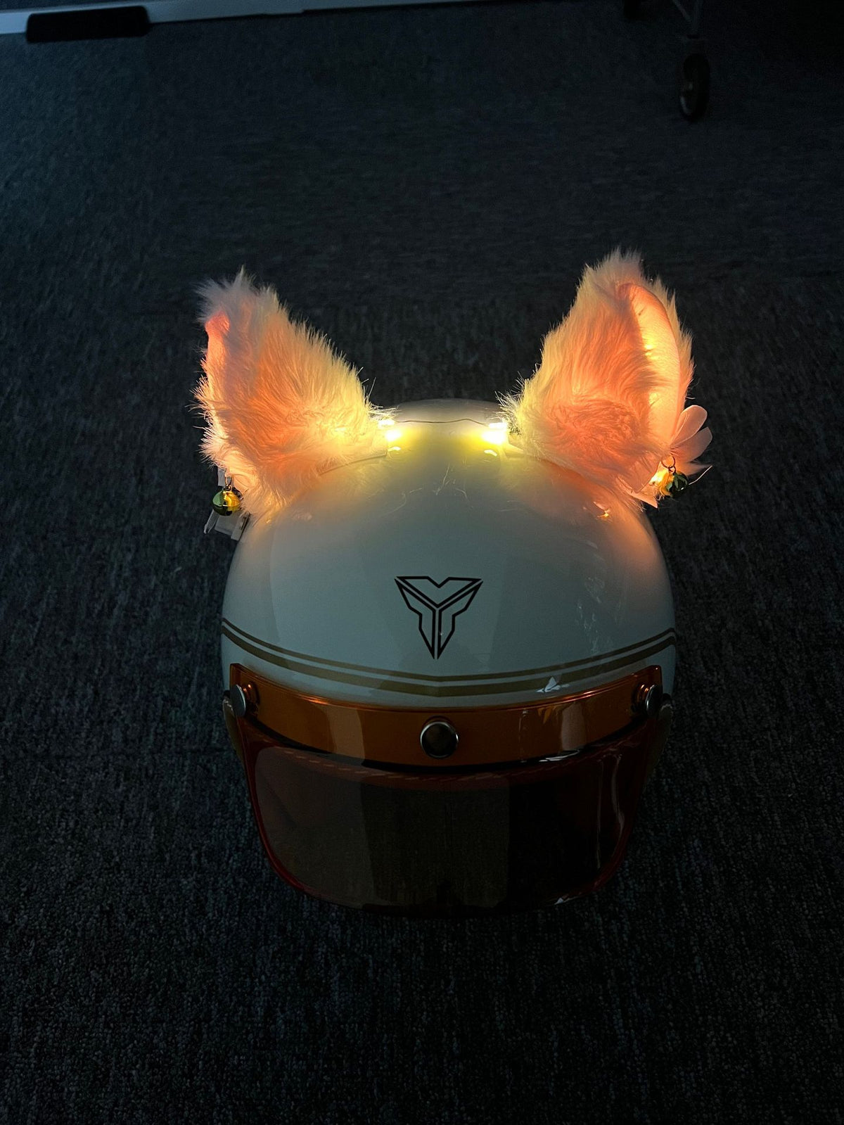 Luminous Plush Fox Ear Helmet Decoration teemdrop