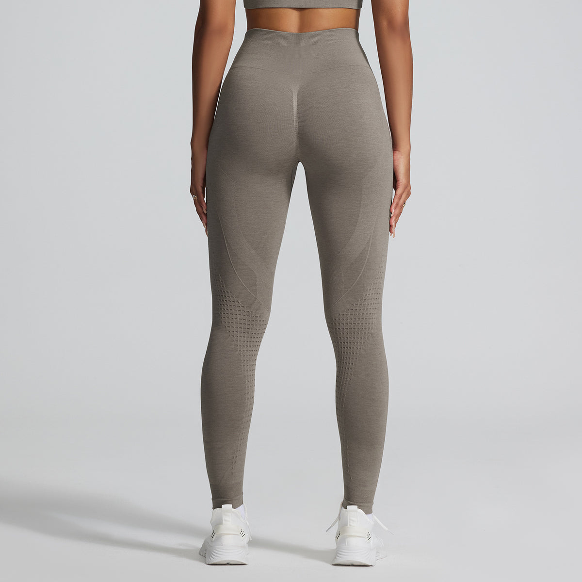 Women's Seamless Jacquard High-Waist Cropped Yoga Pants teemdrop