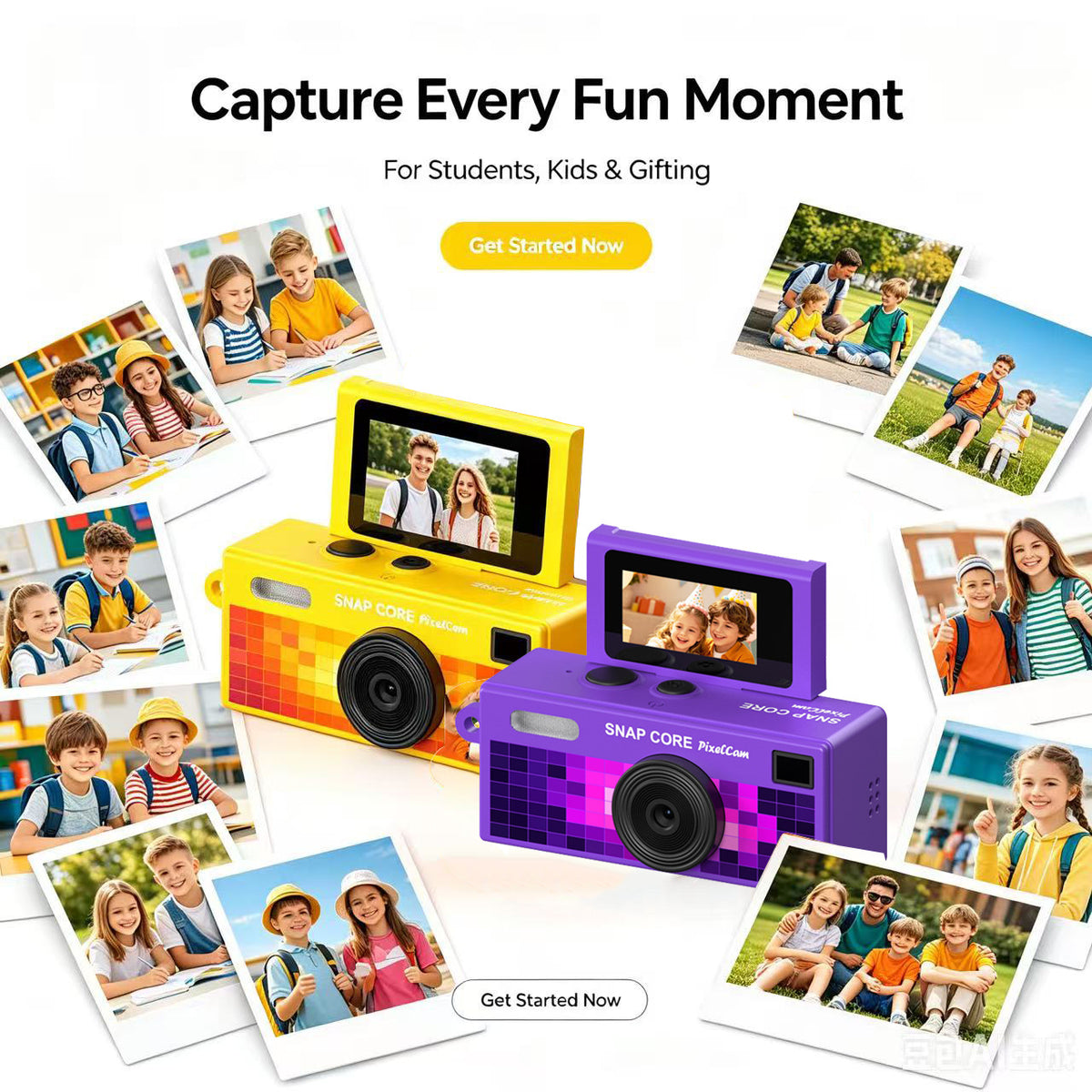 Flip-screen retro-style campus student digital camera teemdrop
