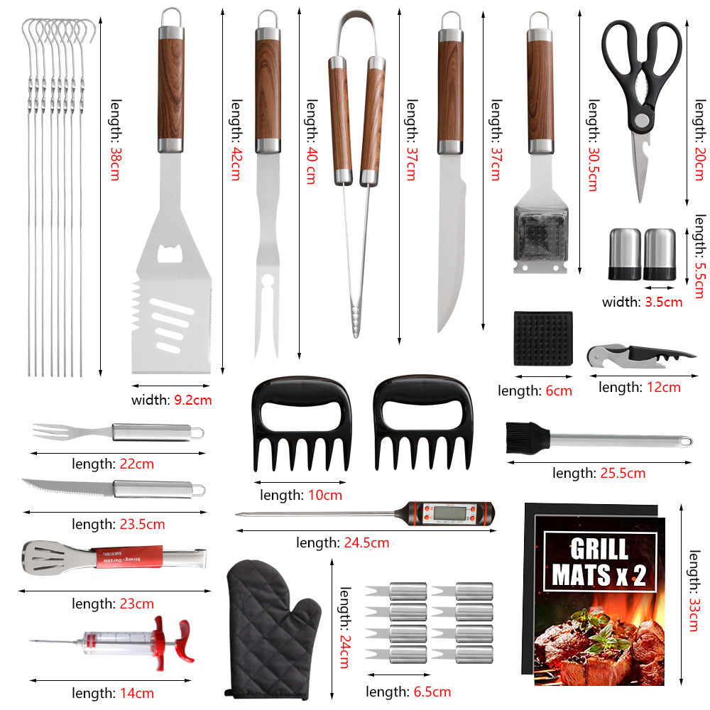 Stainless Steel Barbecue Tool 38-Piece Set with Aluminum Storage Box teemdrop