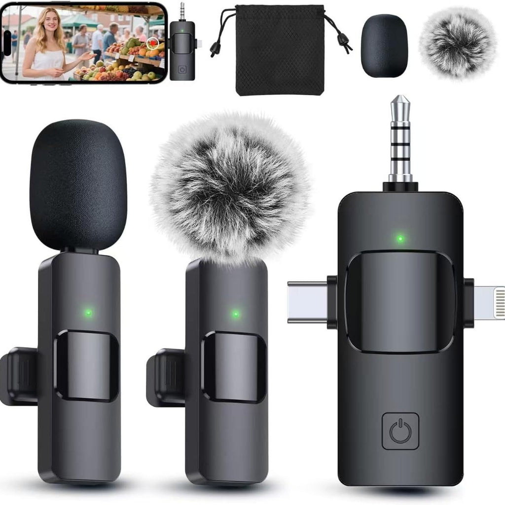 K15 3-in-1 Universal Wireless Lavalier Microphone with Noise Reduction for Live Streaming and Recording teemdrop