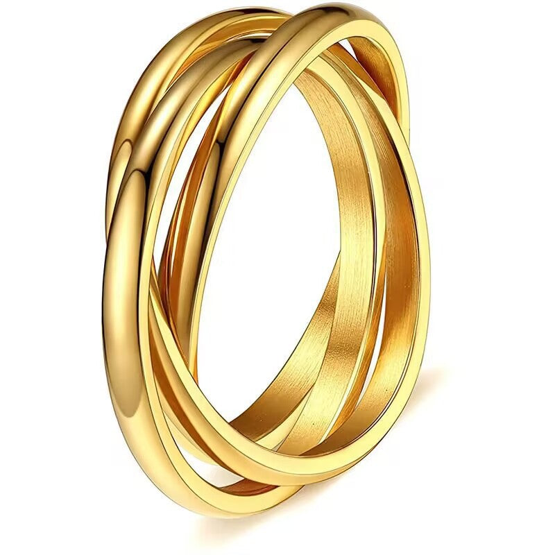 Three Ring Interlocking Titanium Steel Rotating Rings