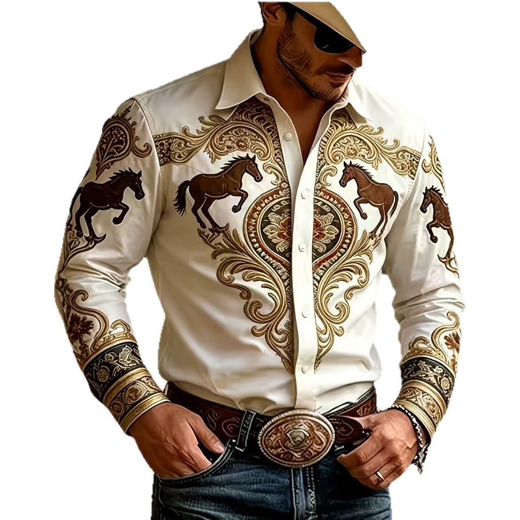 Vintage Paisley Print Men's Long Sleeve Shirt teemdrop