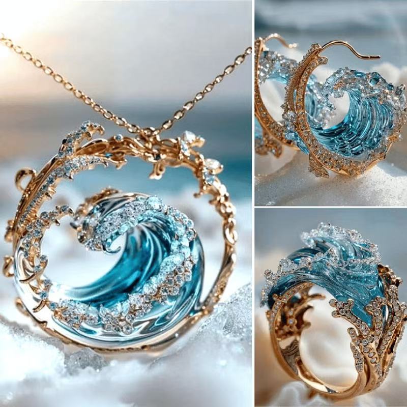 Creative Wave Resin Decoration Jewelry Set