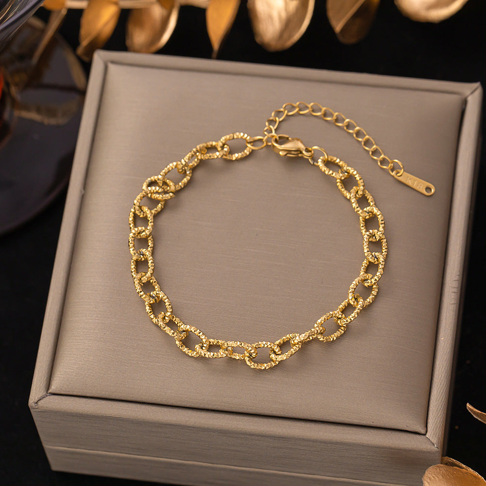 Women's Titanium Steel Inlaid Charm Bracelet Versatile Fashion Jewelry teemdrop