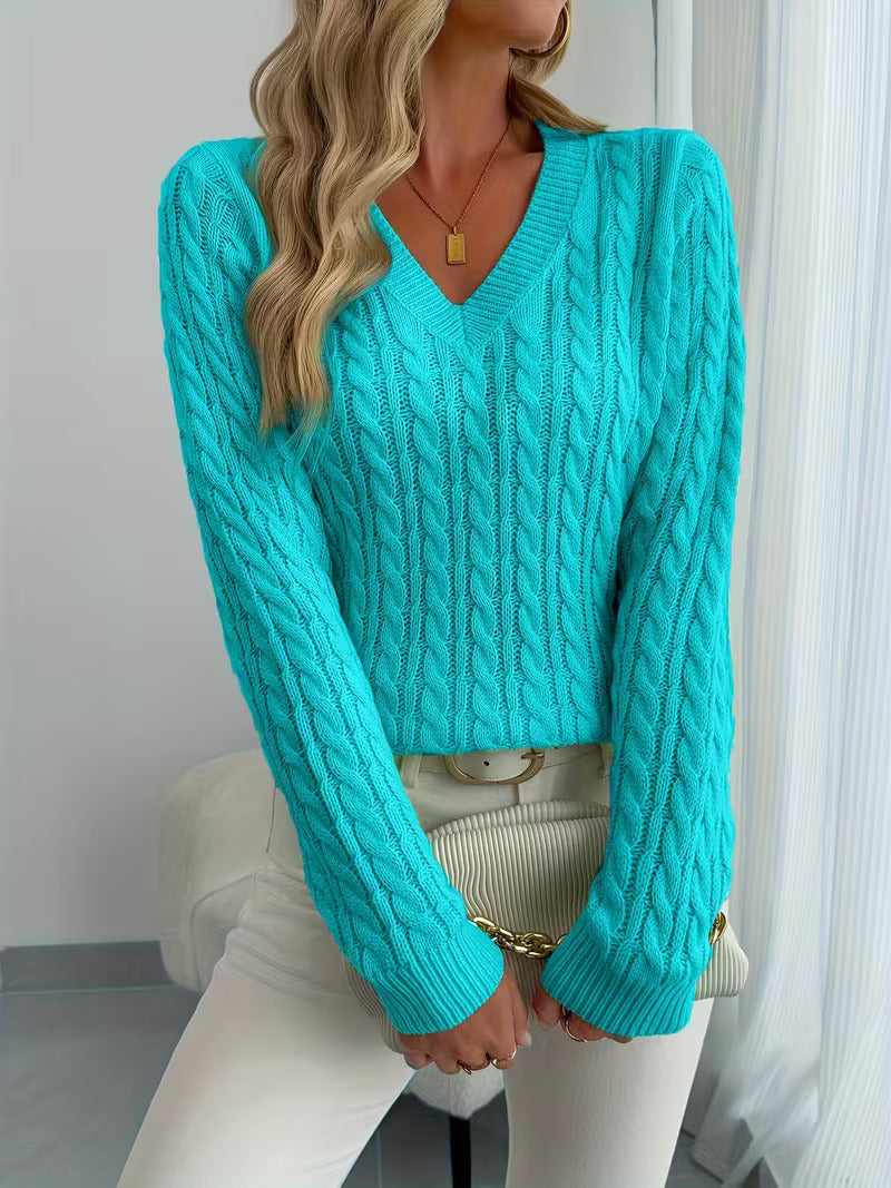 Crew-neck cable-knit sweater teemdrop