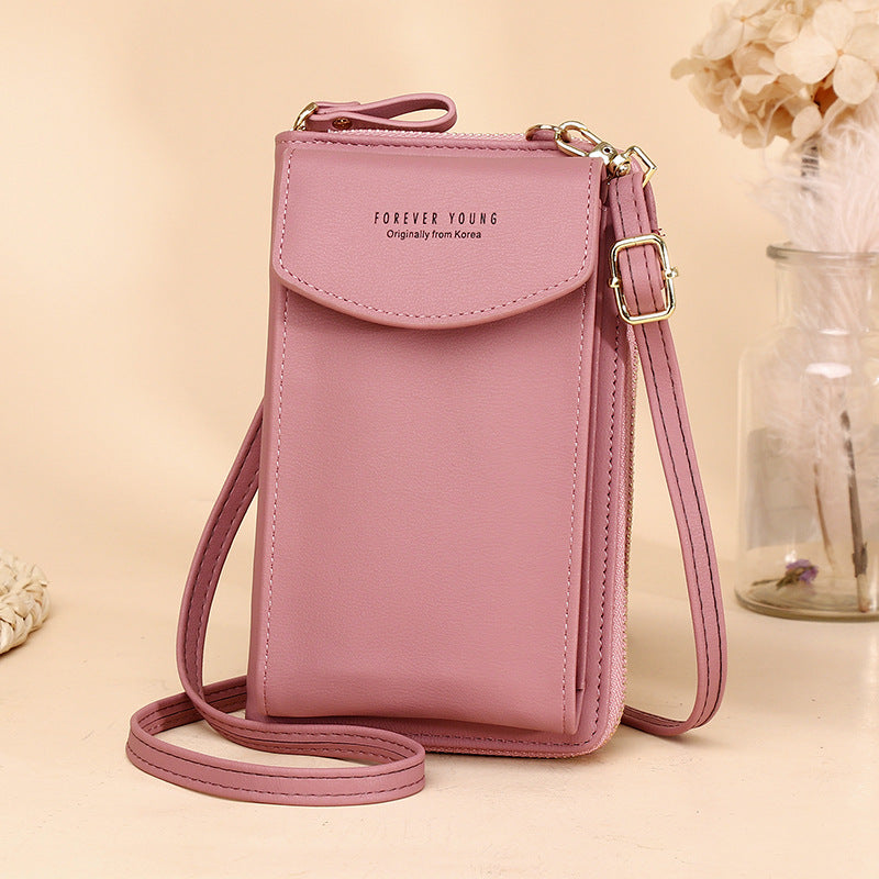 Women PU Leather Vertical Crossbody Bag Zipper Wallet Phone Bag teemdrop