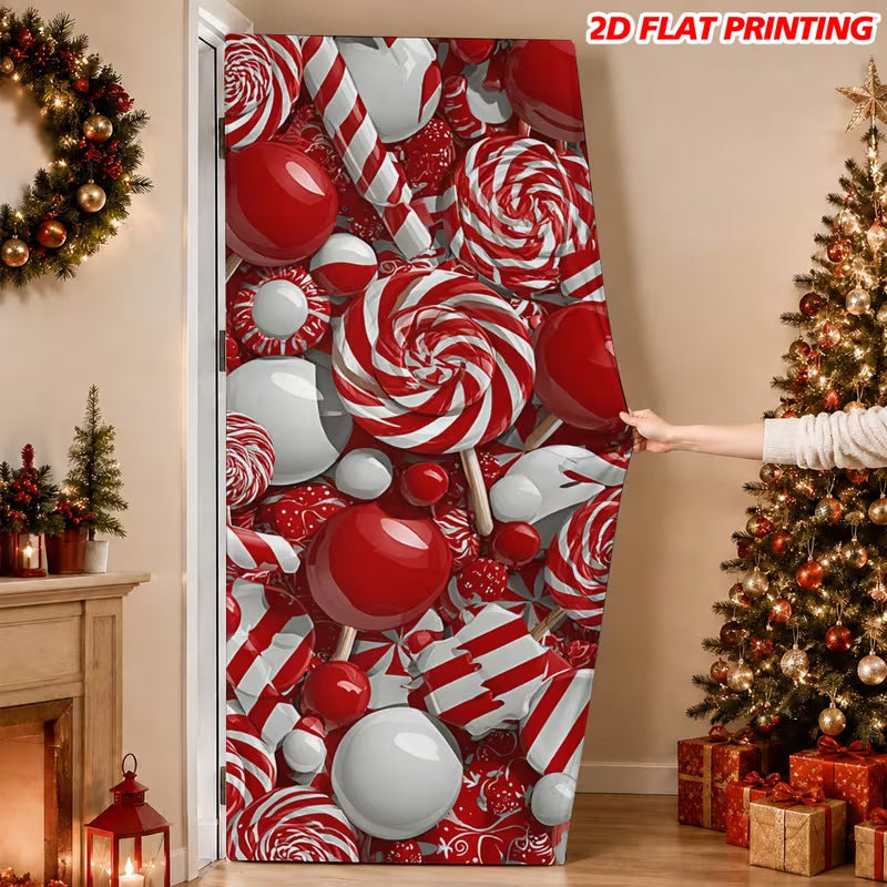 Milk Silk Christmas Door Banner Reindeer Santa Claus Design Festive Party Decoration Hanging Cloth for Home Living Room Bedroom teemdrop