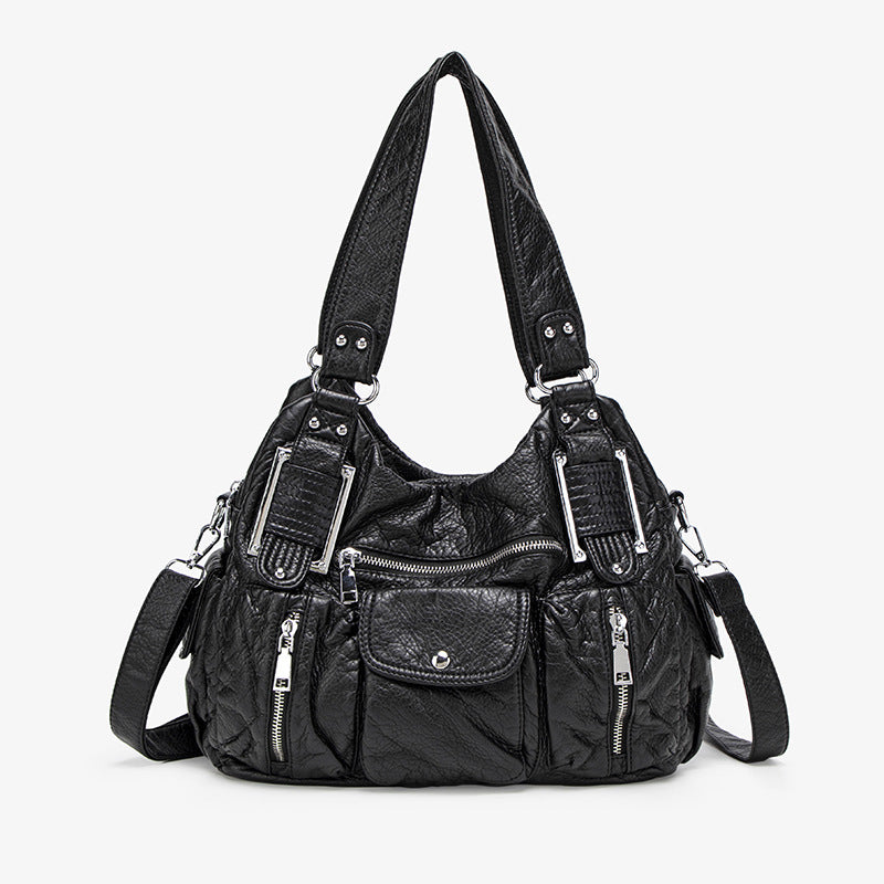 Vintage PU Leather Tote Bag with Adjustable Strap