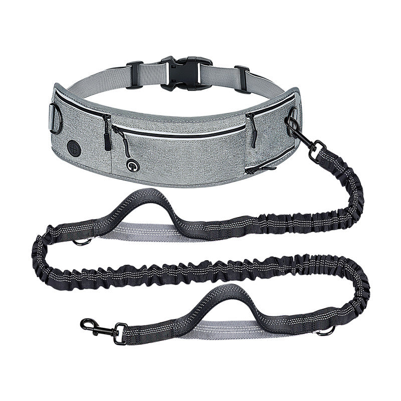 Reflective Nylon Hands-Free Running Dog Leash with Waist Bag