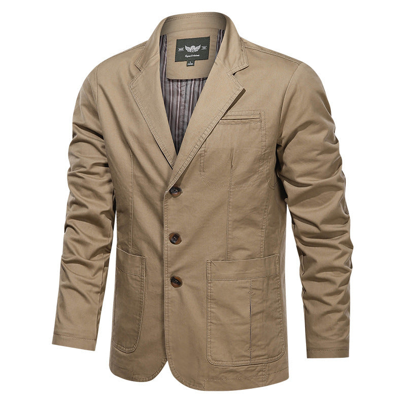 Men's Retro Solid Color Loose Fit Casual Business Jacket teemdrop