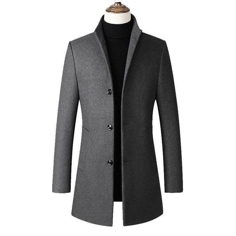 Men's Thickened Stand Collar Overcoat