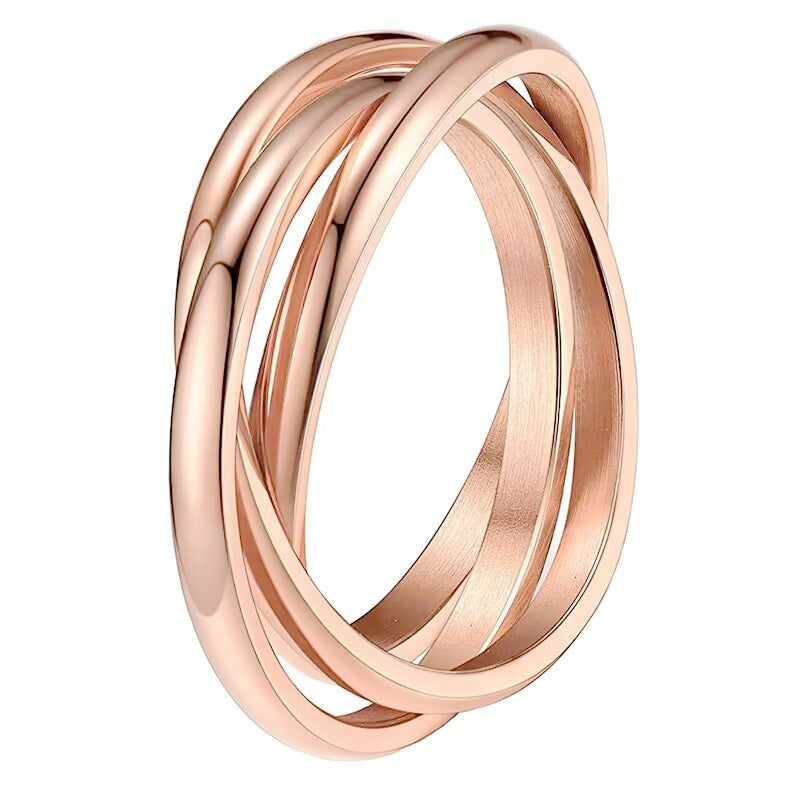 Three Ring Interlocking Titanium Steel Rotating Rings