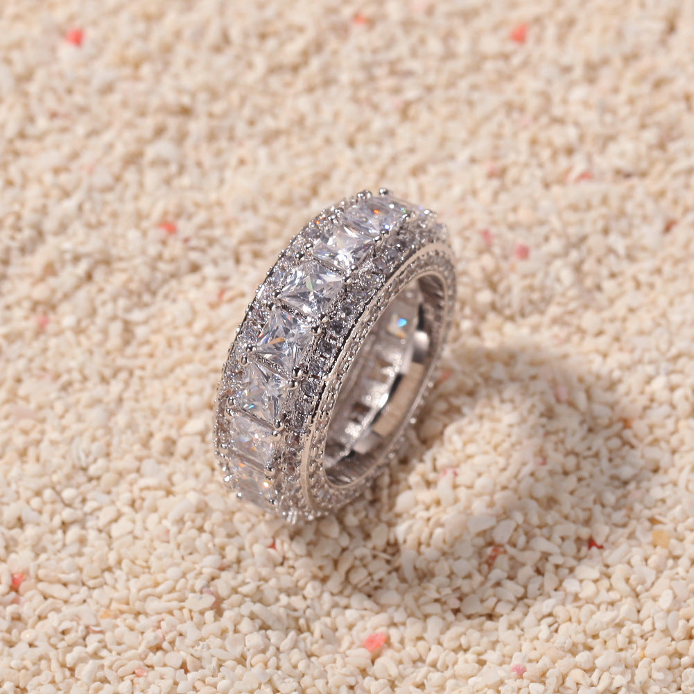 Retro Geometric Micro-Inlaid Zircon Copper Hip-Hop Ring for Men and Women teemdrop