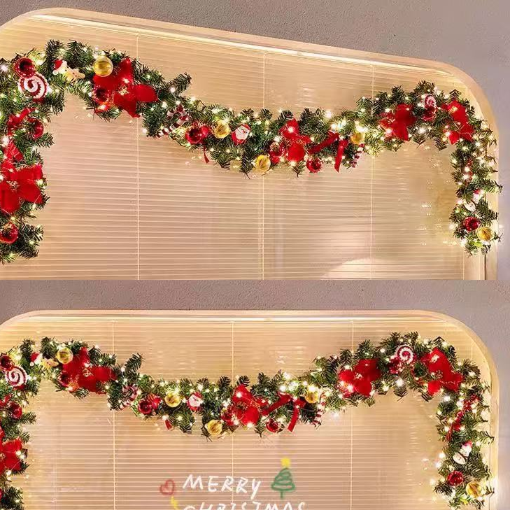 Christmas decorative rattan glowing rattan grass pine branch light string teemdrop