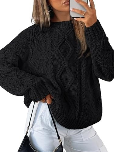Women's knitted round-neck sweater for casual wear teemdrop