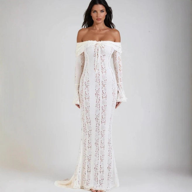 Off-shoulder Lace Bodycon Evening Gown