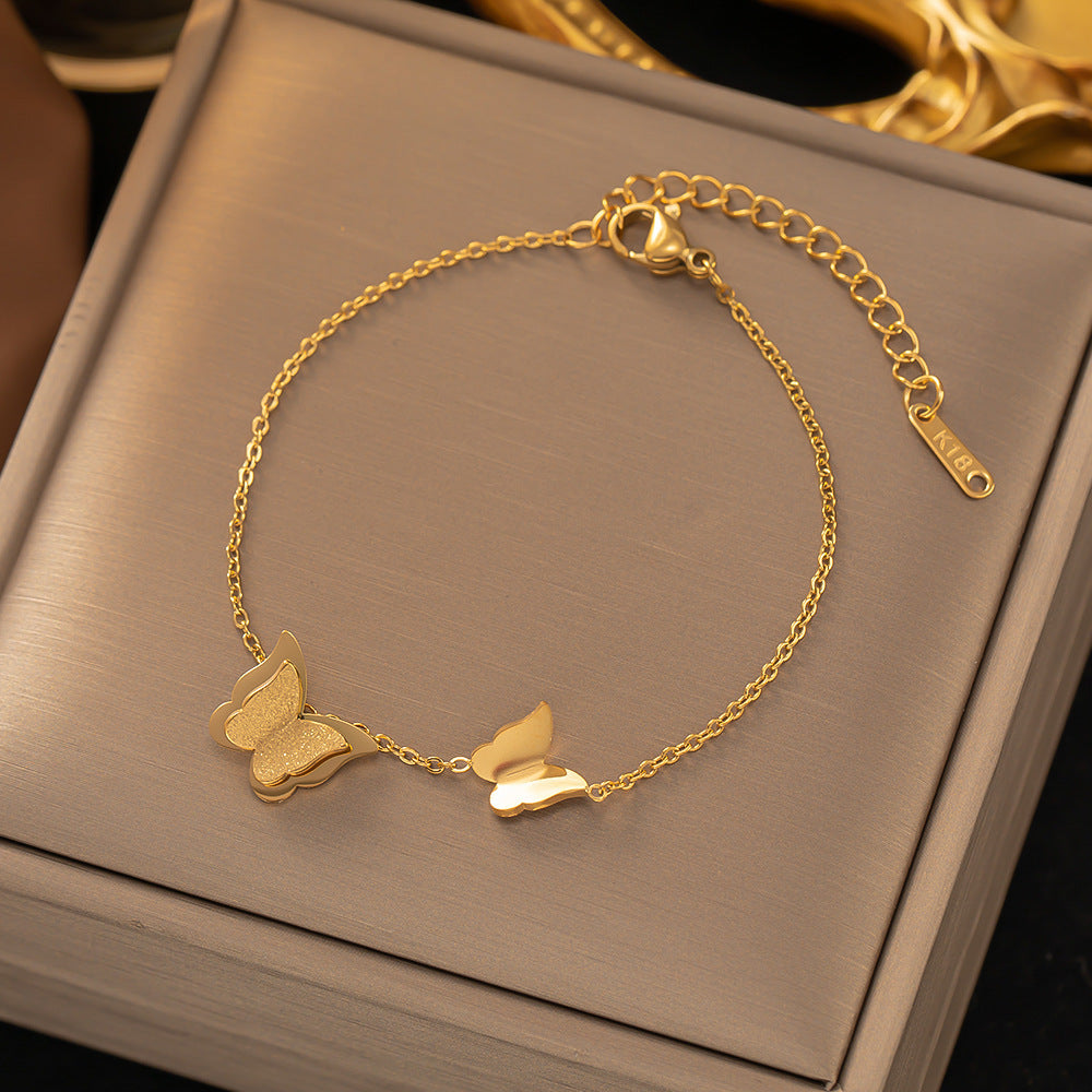 Women's Titanium Steel Inlaid Charm Bracelet Versatile Fashion Jewelry teemdrop