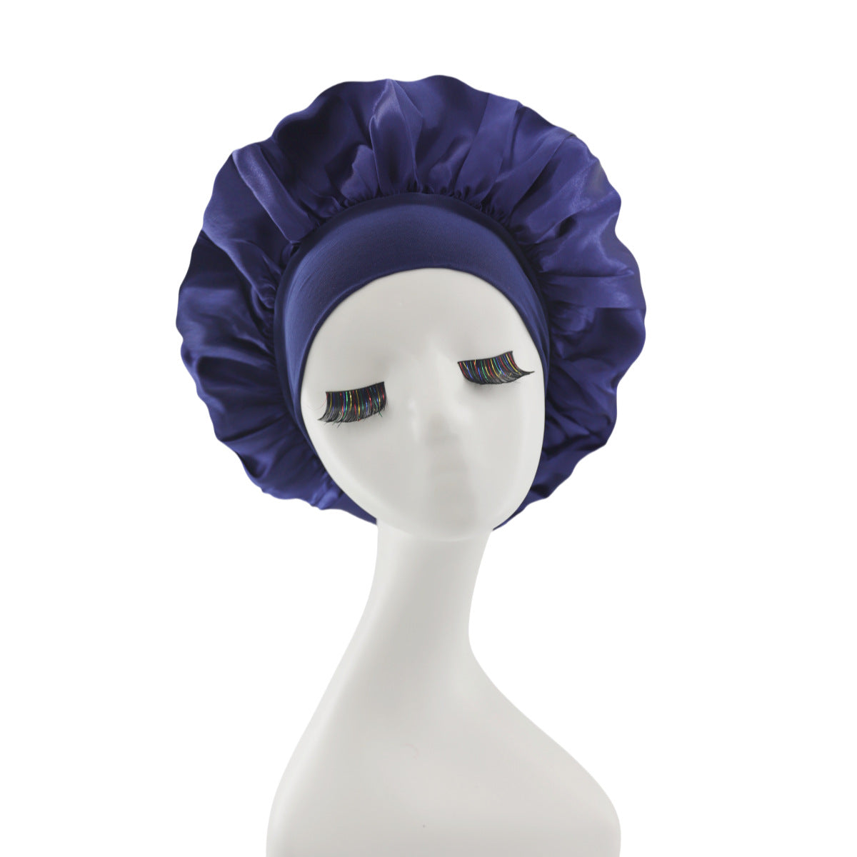 Lace-lined wide-brimmed elasticated hat